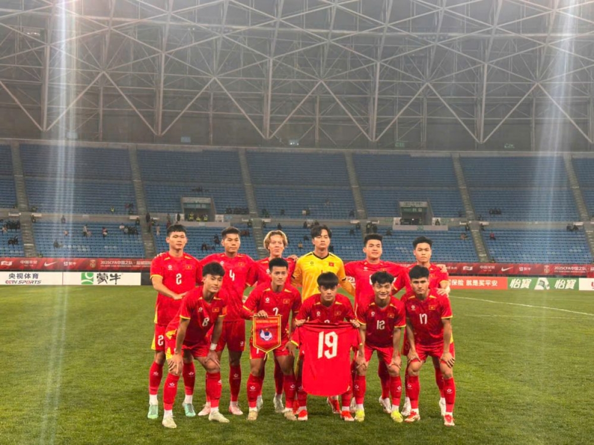 U22 Việt Nam trước trận đấu với U22 Uzbekistan.