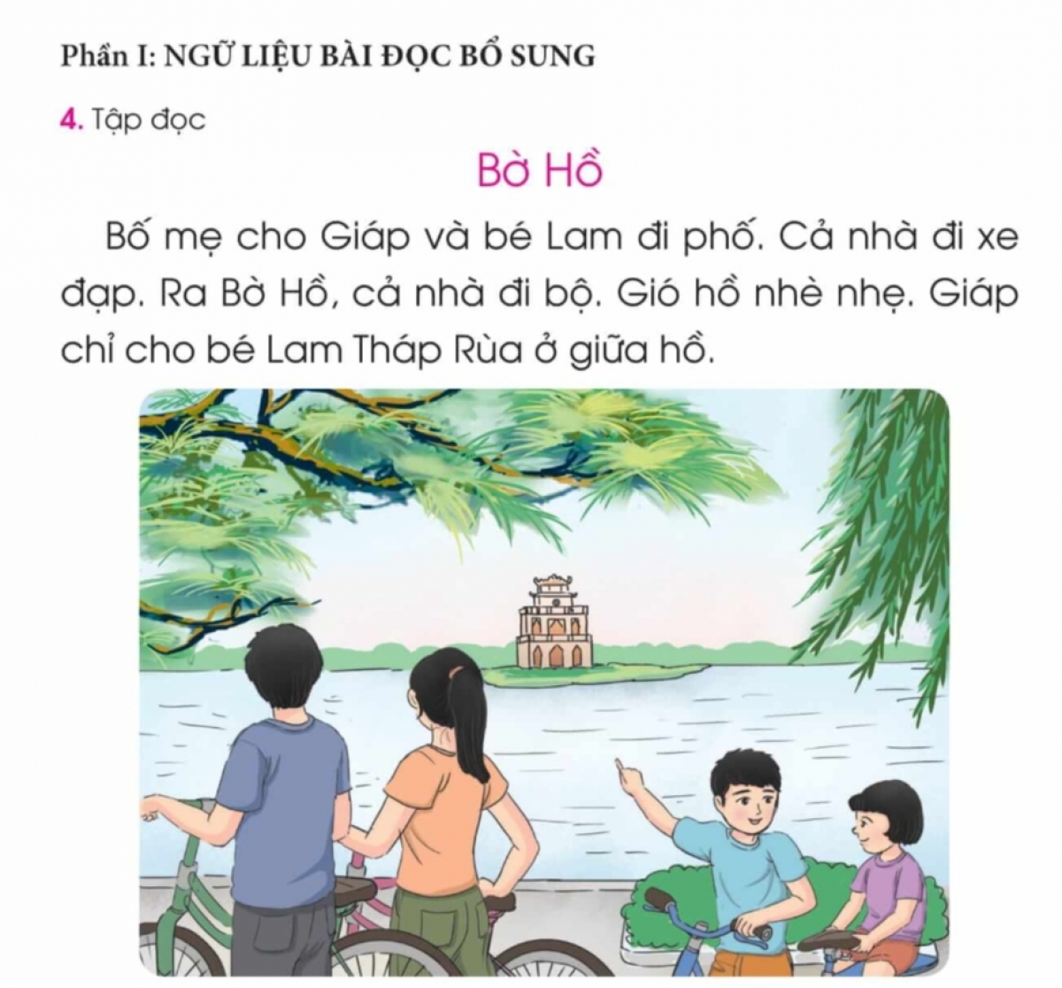 Bài "Ve và gà" (phần 1) được bổ sung thành bài "Bờ hồ"