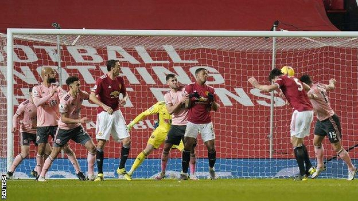 Harry Maguire đánh đầu gỡ hòa 1-1 cho MU (Ảnh: Internet)