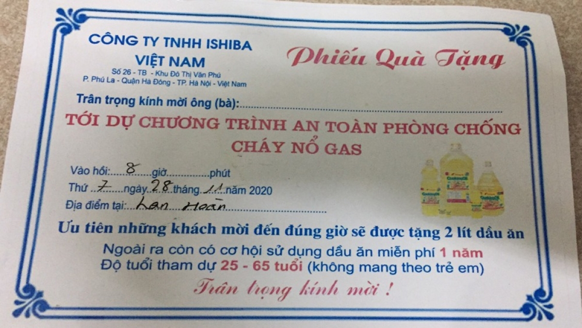 Giấy mời mà các đối tượng lừa đảo phát cho người dân