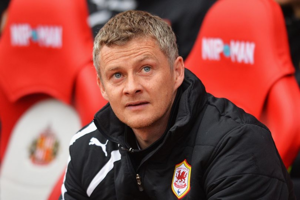 Solskjaer trong trận thua của Cardiff trước Sunderland vào tháng 4 năm 2014