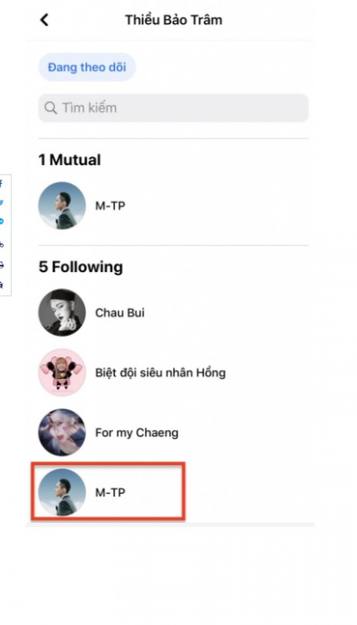 Instagram 1,9 triệu người theo dõi của Thiều Bảo Trâm theo dõi lại Sơn Tùng M-TP sau một thời gian bỏ theo dõi từ khi nổ ra scandal "trà xanh". Ảnh: instagram nhân vật