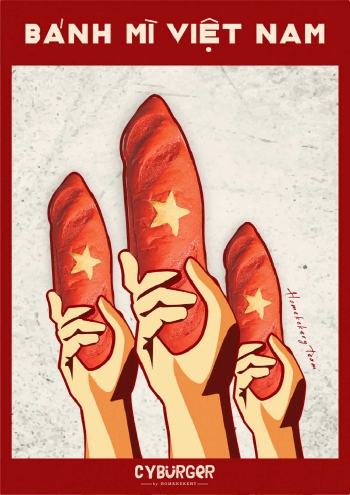 Chiếc bánh mì màu đỏ dán ngôi sao vàng độc đáo