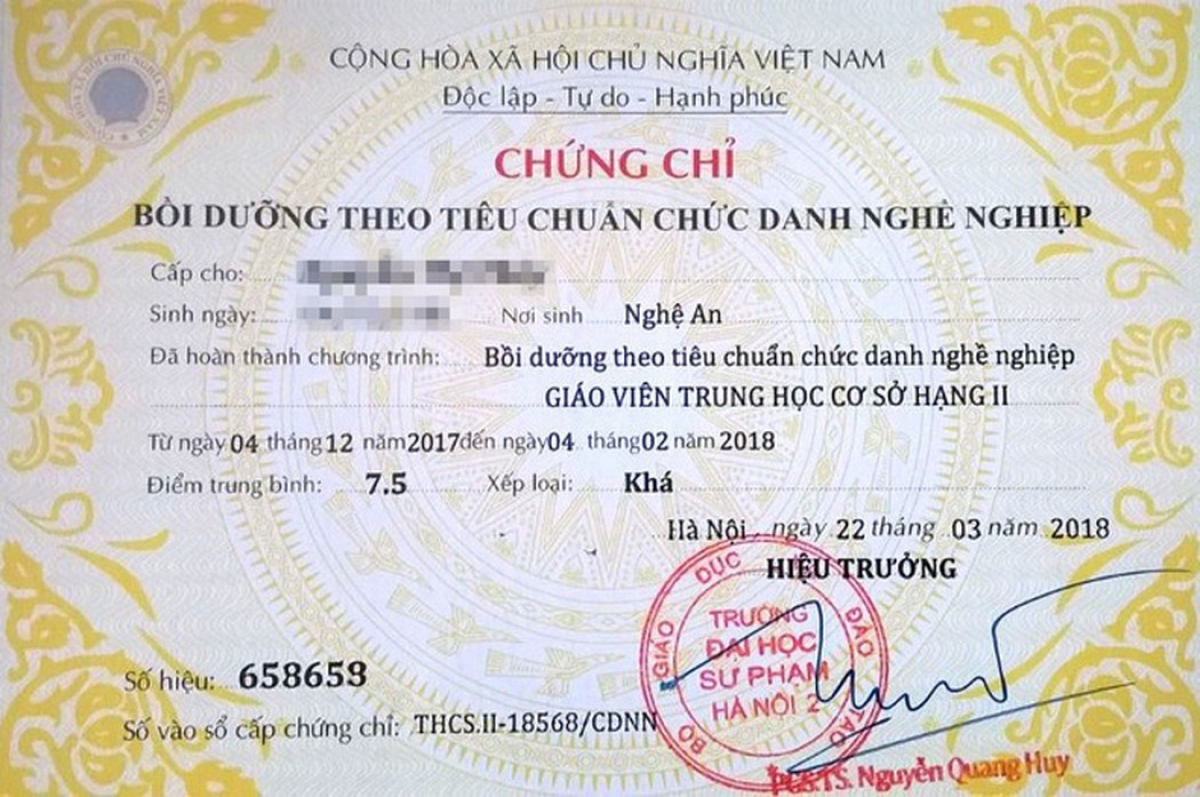 Để "nâng hạng", "trụ hạng" hay "giữ hạng", giáo viên phải trải qua các lớp bồi dưỡng để lấy chứng chỉ chức danh nghề nghiệp hạng 1, 2, 3.