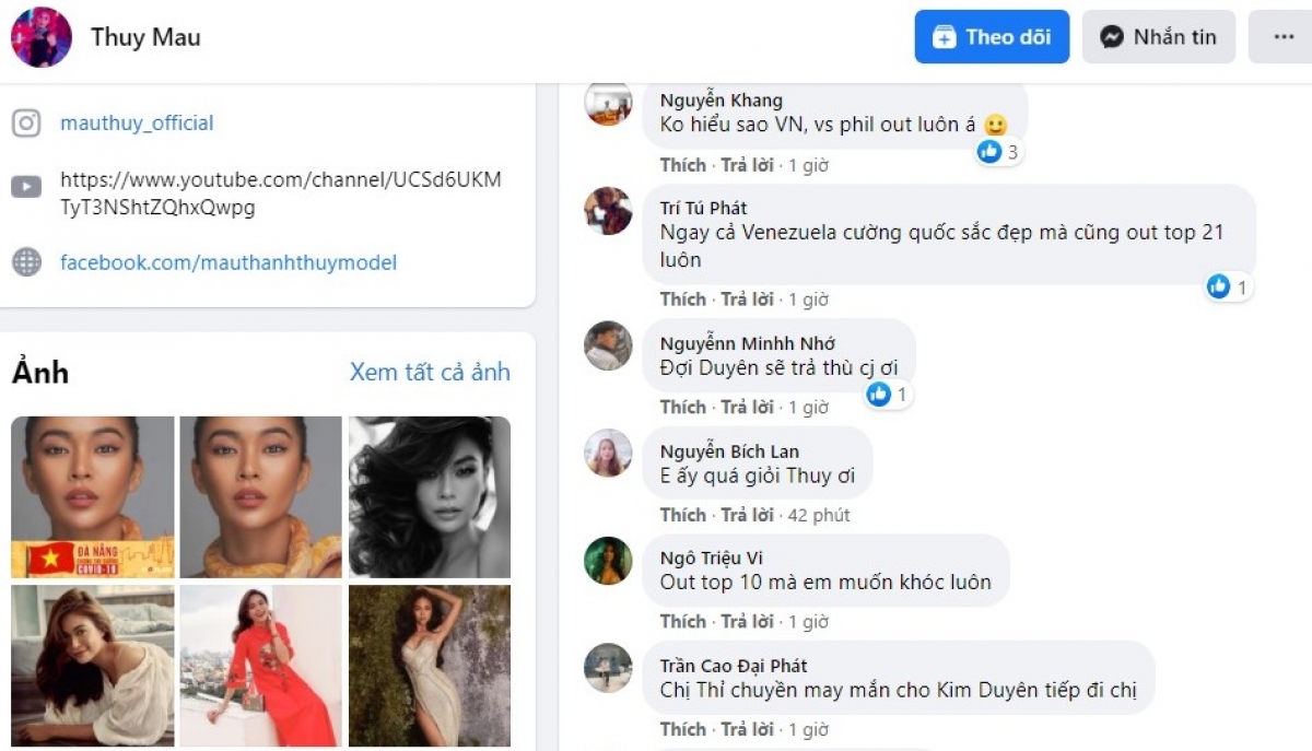 Bài đăng của người mẫu Mâu Thủy