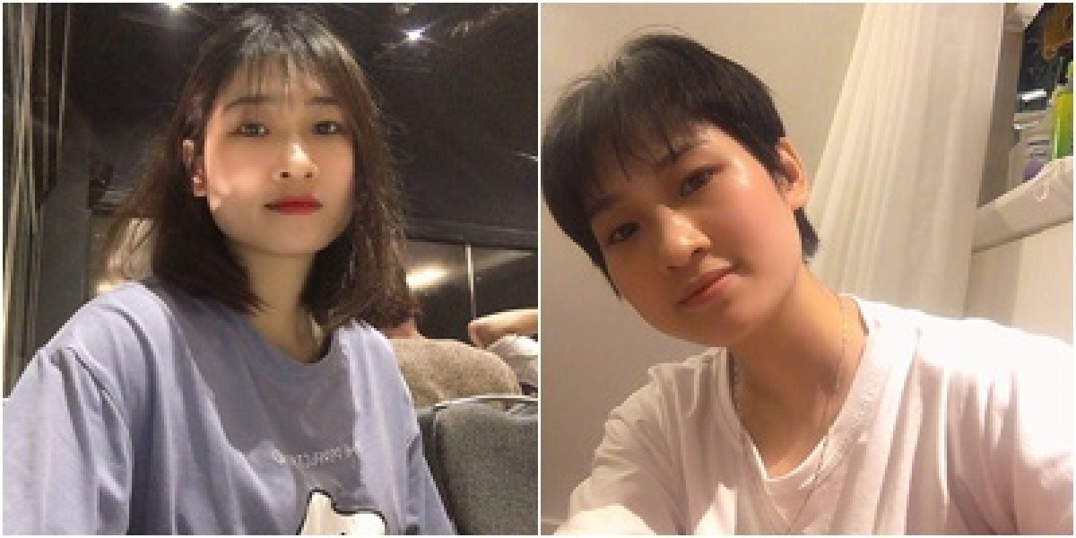 Nữ điều dưỡng Phạm Thị Huế trước và sau khi cắt đi mái tóc dài của mình