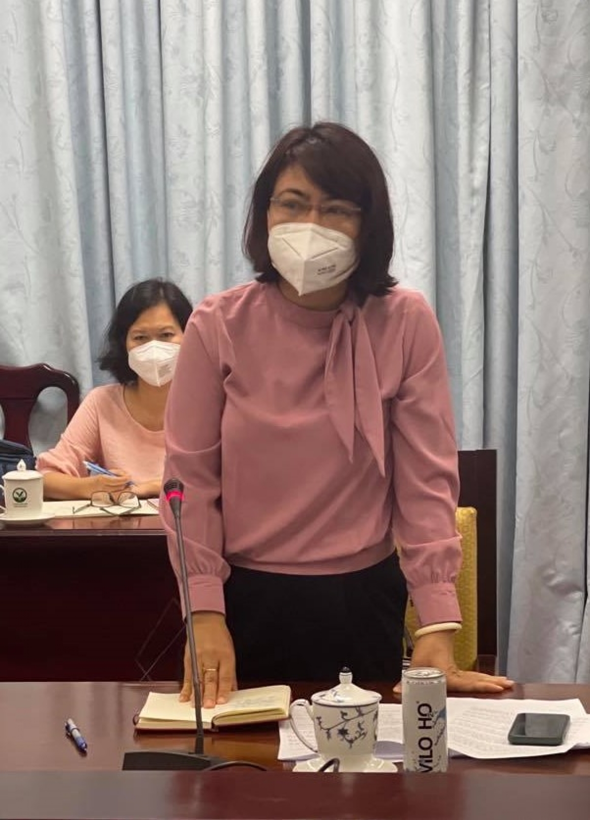 Bà Lương Mai Anh, Phó Cục trưởng Cục Môi trường y tế- Bộ Y tế phát biểu tại buổi làm việc