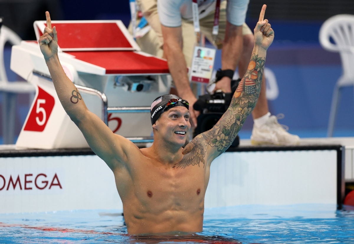 Kình ngư Caeleb Dressel mang về cho đội tuyển bơi Mỹ tới 5 tấm Huy chương Vàng