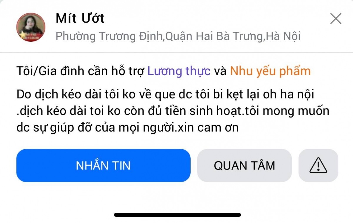Những tin nhắn kêu gọi sự trợ giúp của cộng đồng
