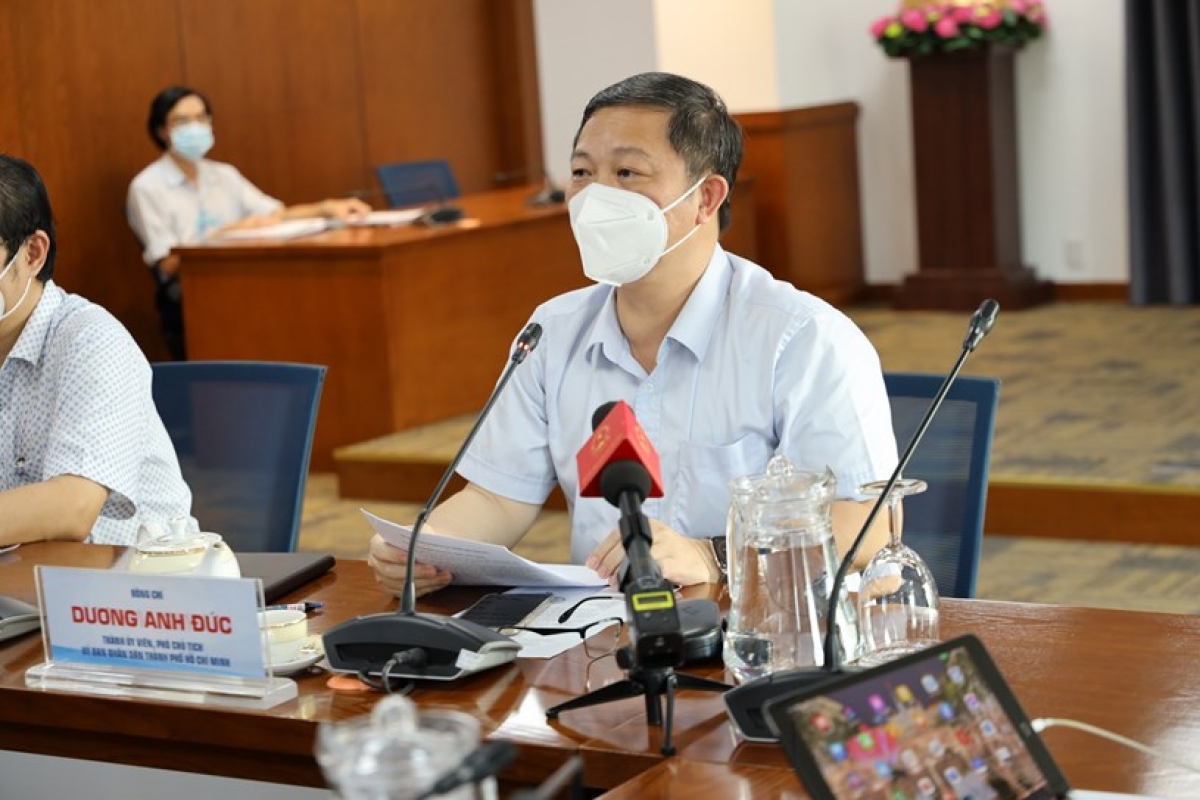 Phó Chủ tịch UBND TP. HCM Dương Anh Đức thông tin về công tác tiêm chủng vaccine COVID-19.