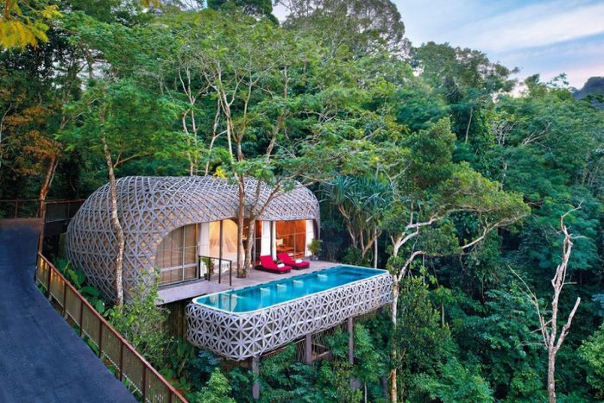 Keemala Phuket Resort &amp; Spa (Phuket, Thái Lan): Đây là một trong những khu nghỉ dưỡng sang trọng ở Phuket đạt chứng nhận SHA+ dành cho các điểm đến an toàn với Covid-19. Kiến trúc khu nghỉ dưỡng tạo cảm giác như lạc giữa xứ thần tiên với khung cảnh thiên nhiên xanh mát. Biệt thự với hồ bơi gỗ đem đến trải nghiệm mới lạ và những góc chụp hình ấn tượng cho du khách. Ngoài ra, du khách có thể lựa chọn 3 loại phòng nghỉ khác gồm biệt thự đất sét, biệt thự bằng lều sát mặt đất và biệt thự tổ chim. Ảnh: TripAdvisor.