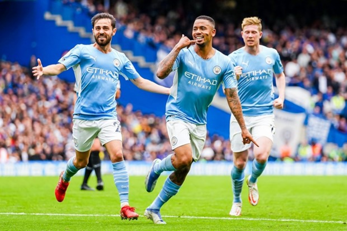 Jesus (giữa) giúp Man City đánh bại Chelsea. (Nguồn: Getty Images)