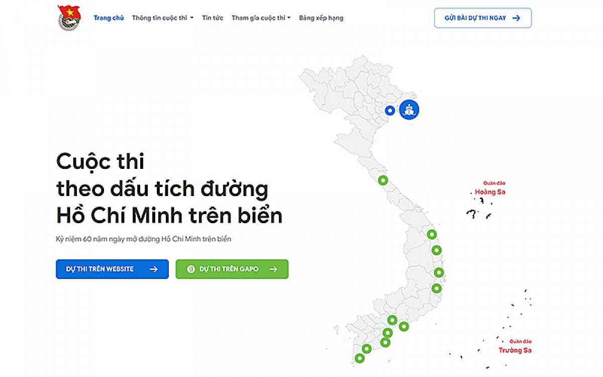 Giao diện khởi động của website http://doantaukhongso.vn/.