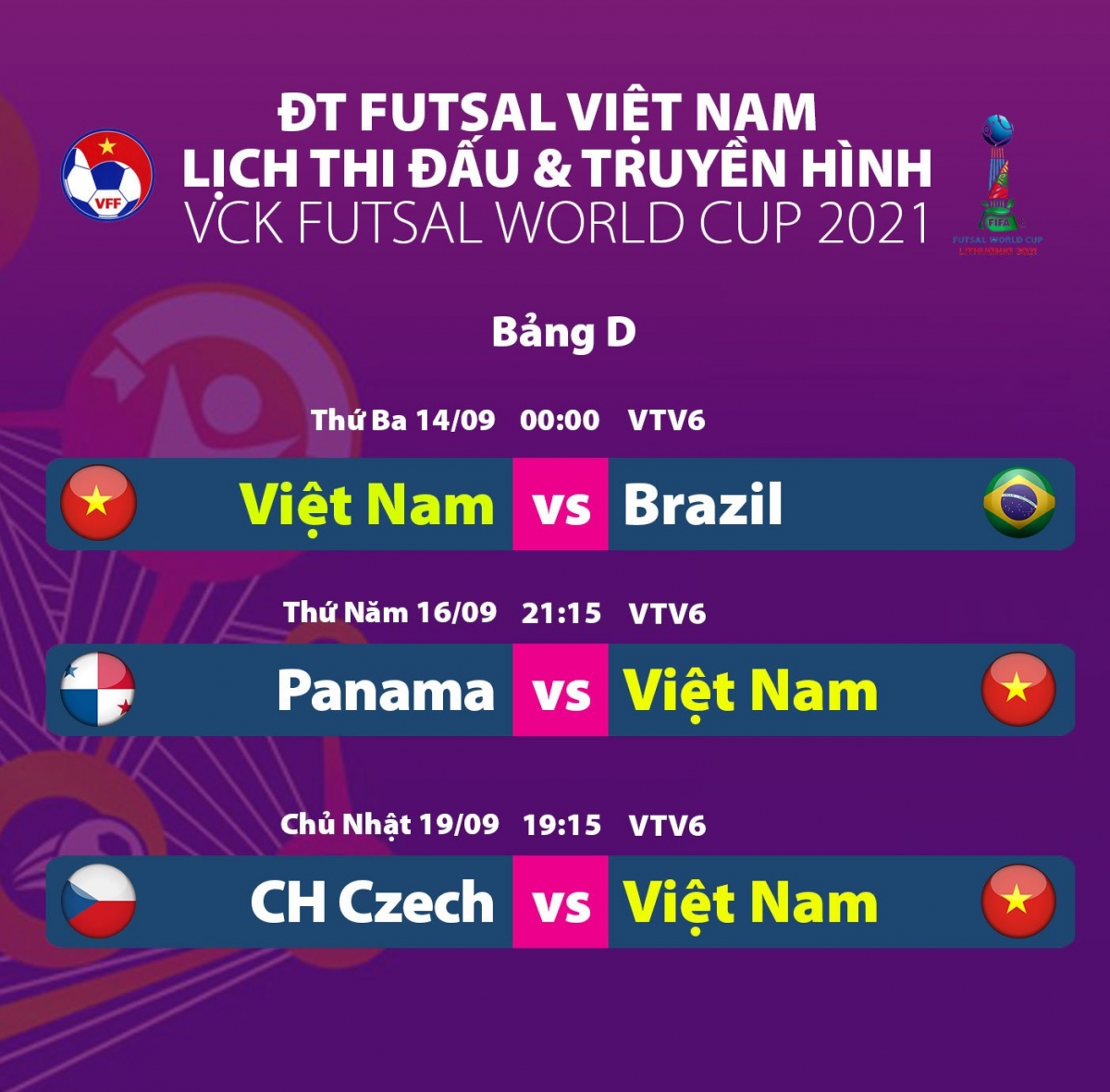 Lịch thi đấu vòng bảng