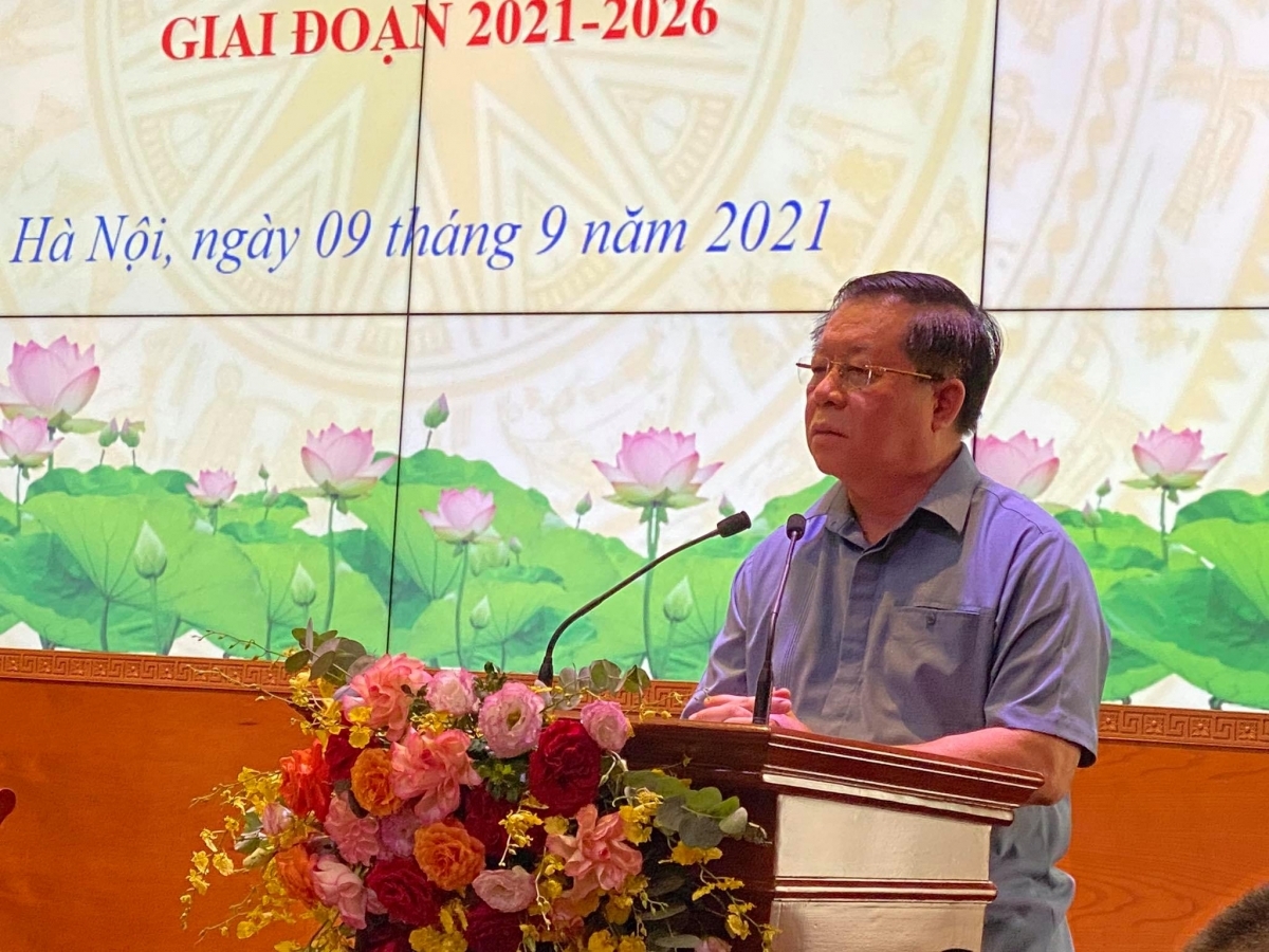 Bí thư Trung ương Đảng, Trưởng Ban Tuyên giáo Trung ương Nguyễn Trọng Nghĩa phát biểu tại buổi làm việc với Bộ VHTT&DL sáng 9/9/2021