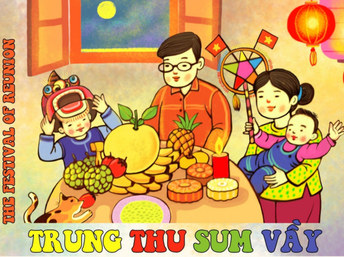 Trưng bày gợi nhớ về đêm Trung thu xưa với hình ảnh cả gia đình quây quần bên mâm cỗ, trẻ con tổ chức rước đèn, thi đèn, múa sư tử, chơi trò chơi dân gian; người lớn ngắm trăng, ăn bánh, uống trà hoặc uống rượu sen Hồ Tây với ốc luộc tẩm lá gừng, chấm tương gừng hay ốc nhồi thịt lá gừng; một số nơi còn đi nghe hát trống quân.