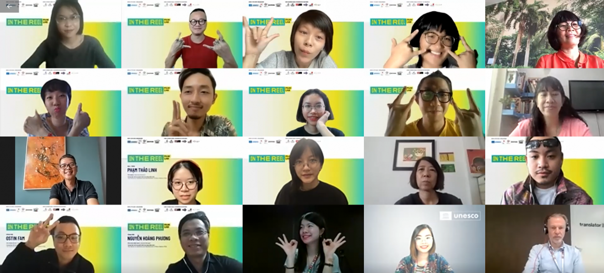 Hình ảnh tại lễ bế giảng trực tuyến khoa học "On The Reel Film Lab ngày 27/10/2021. Ảnh: BTC