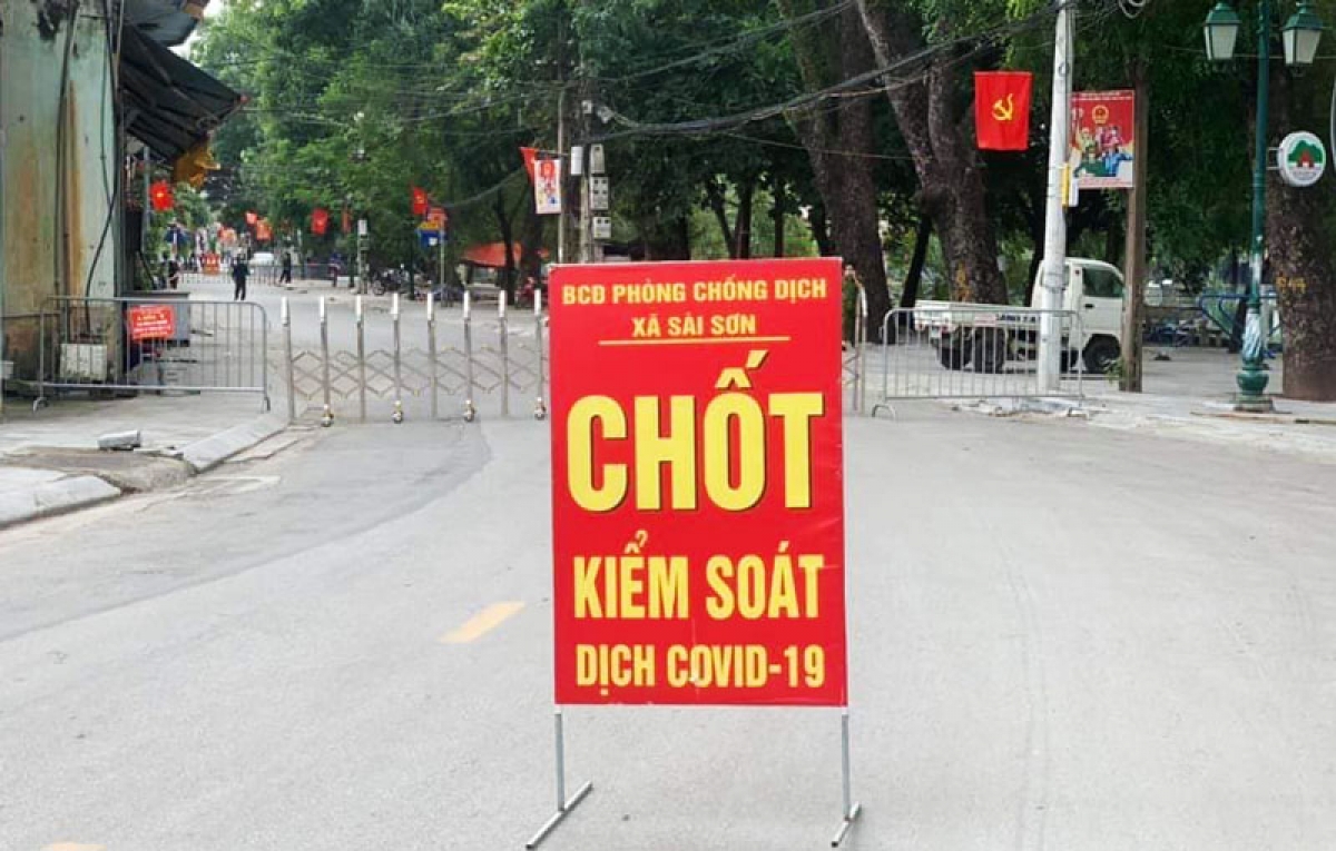 Khu phong tỏa tại xã Sài Sơn (huyện Quốc Oai) - nơi có ca F0