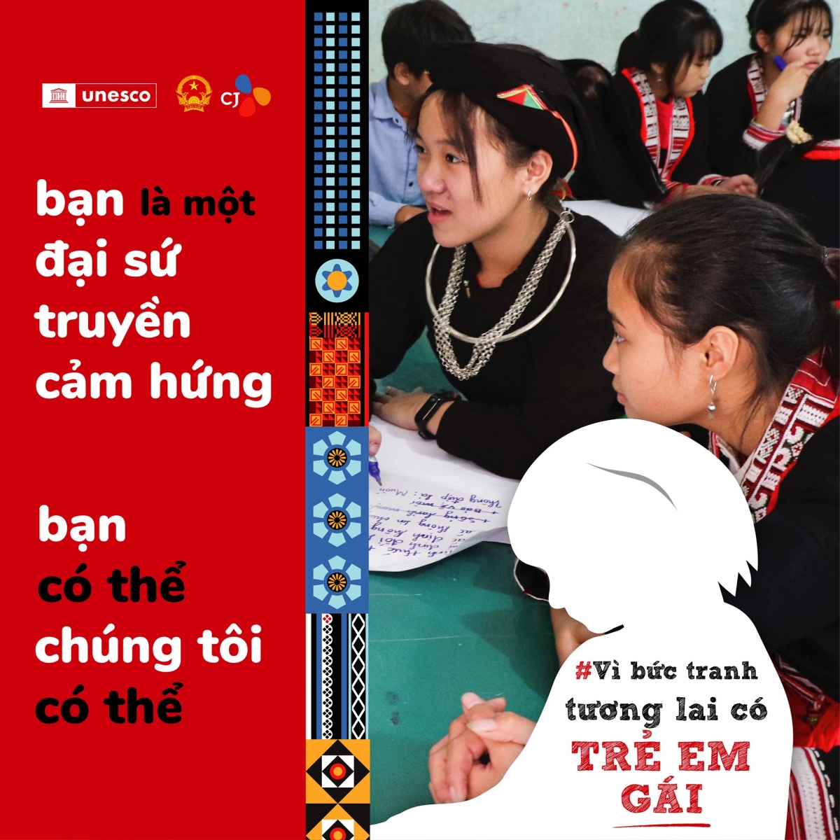Một trong những poster của chiến dịch "Vì bức tranh tương lai có trẻ em gái" tại Việt Nam