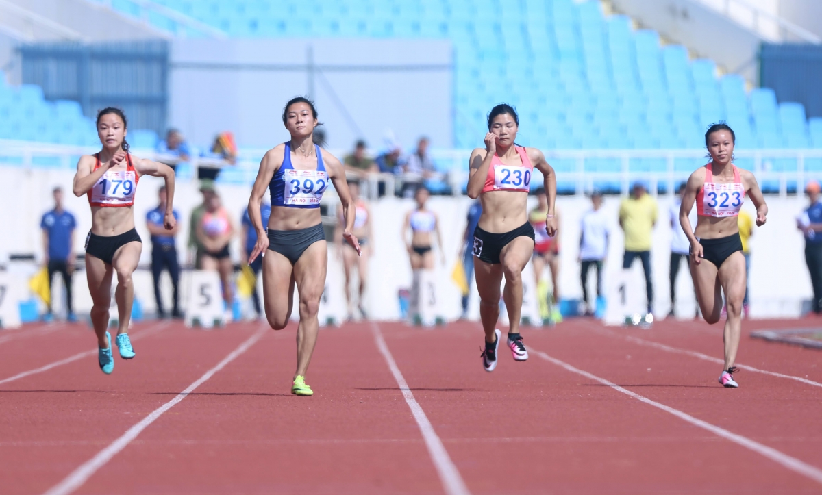 Nội dung 100m nữ giải Điền kinh VĐQG 2020 (Ảnh: Bùi Lượng)