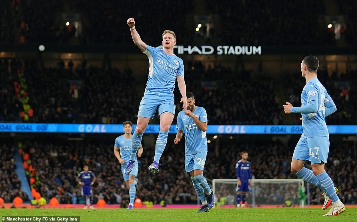 Kevin De Bruyne lập cú đúp trong chiến thắng tưng bừng của Man City (Ảnh: Internet)