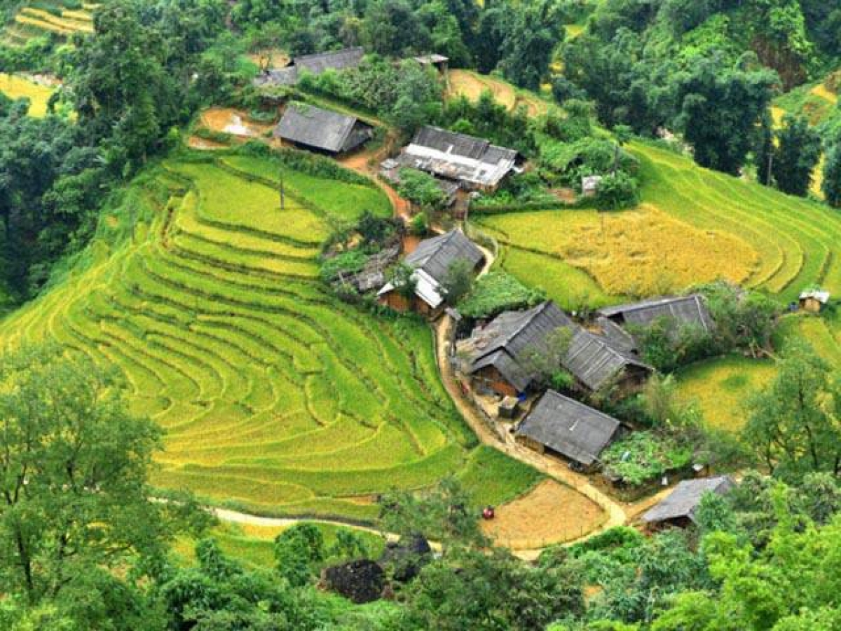 Những bản làng ở Y Tý nằm xen kẽ giữa những thửa ruộng bậc thang