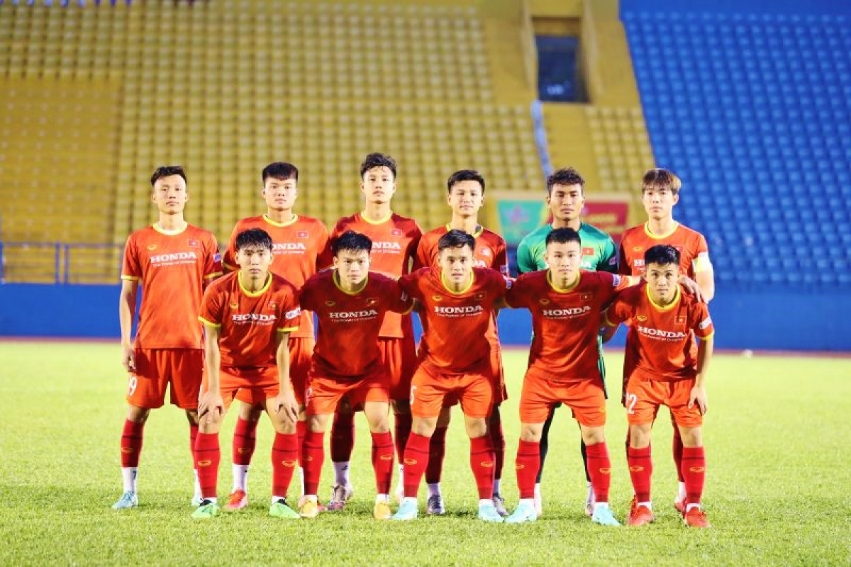 Tuyển U23 Việt Nam tham dự giải vô địch U23 Đông Nam Á với hầu hết là các cầu thủ U21. Ảnh: VFF