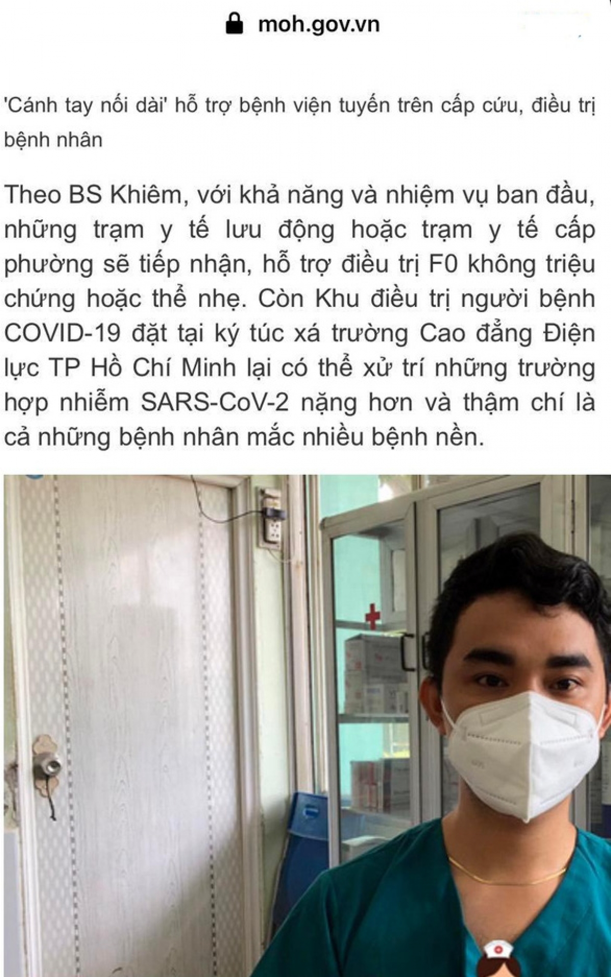 Bài giới thiệu "bác sĩ Khiêm" trên trang Cổng thông tin điện tử Bộ Y tế - Ảnh chụp màn hình