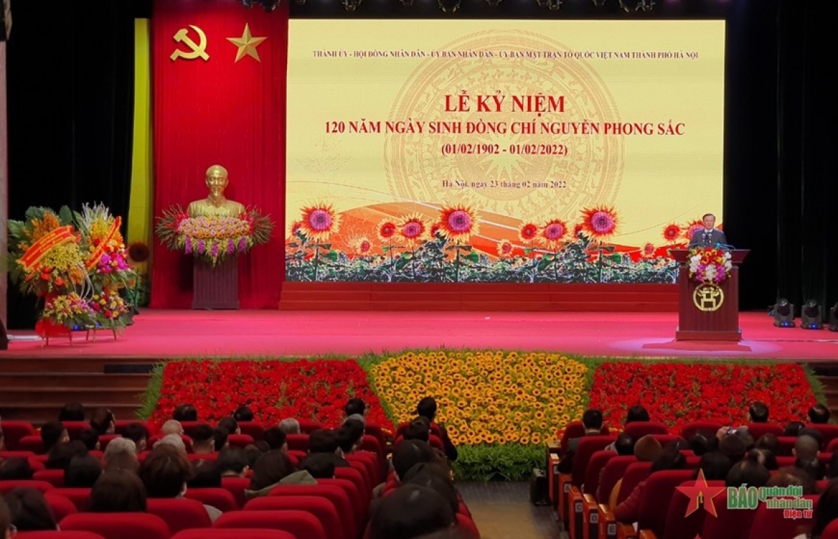 Ngày 23/02/2022 TP Hà Nội long trọng tổ chức lễ kỷ niệm 120 năm ngày sinh đồng chí Nguyễn Phong Sắc
Ảnh: Báo Quân đội nhân dân