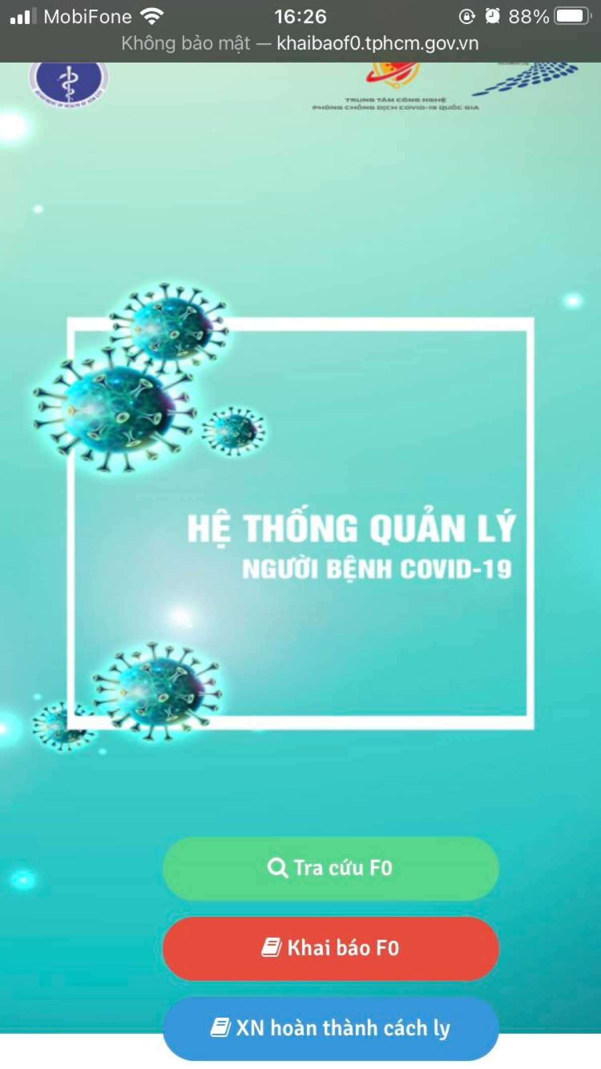 Truy cập địa chỉ https://khaibaof0.tphcm.gov.vn để khai báo tại nhà