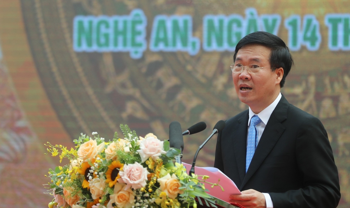 Ủy viên Bộ Chính trị, Thường trực Ban Bí thư Võ Văn Thưởng phát biểu chỉ đạo tại buổi lễ.