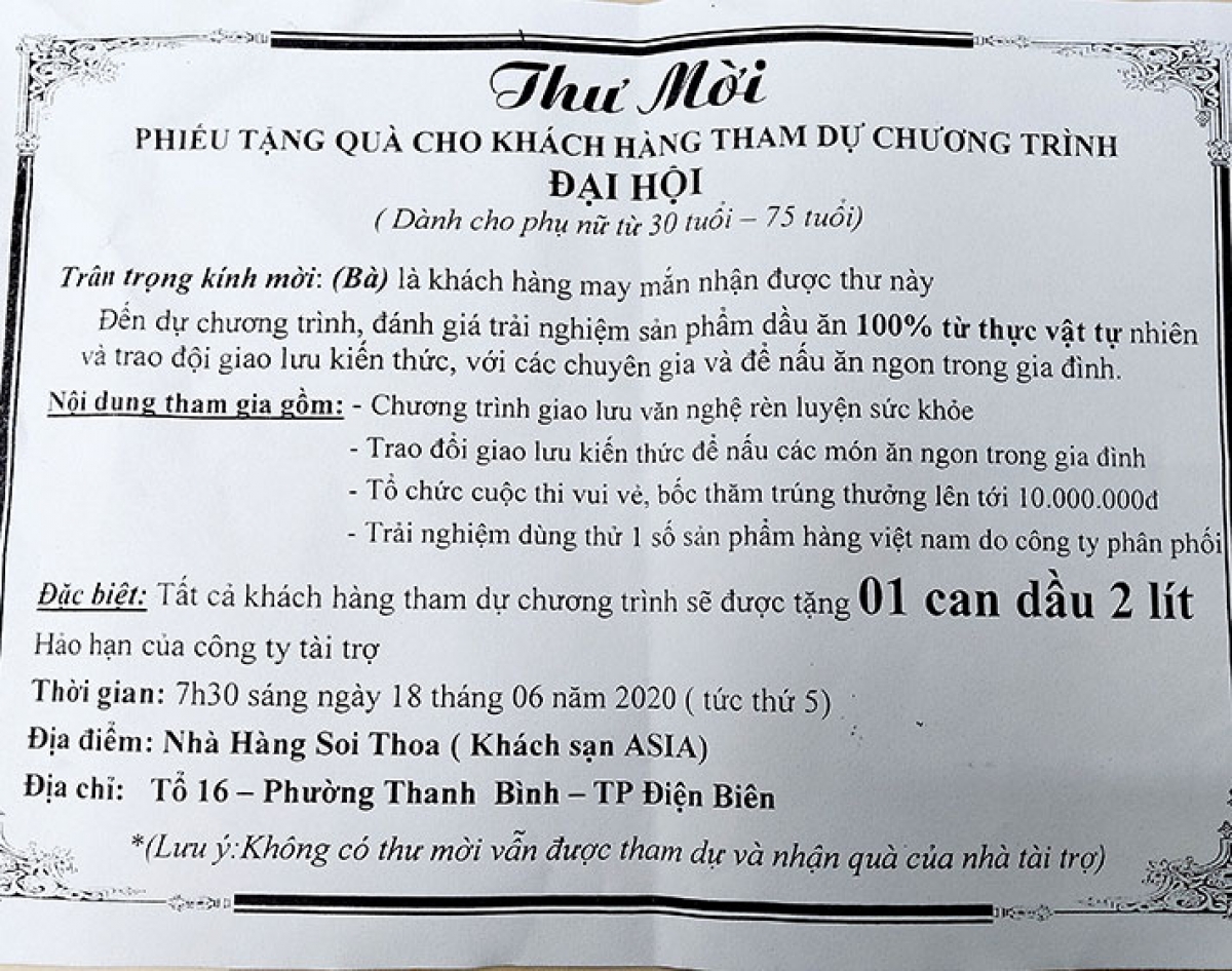 Thư mời dụ dỗ người cao tuổi tham dự Hội thảo