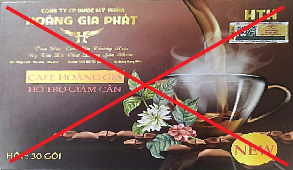 Cà phê hỗ trợ giảm cân Hoàng Gia chứa chất cấm Sibutramin và Phenolphtalein.