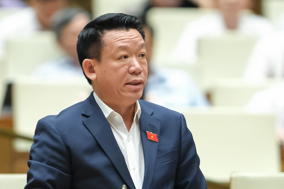 Đại biểu Bùi Mạnh Khoa (đoàn Thanh Hóa) tại Kỳ họp thứ 3, Quốc hội khóa XV Ảnh: quochoi.vn