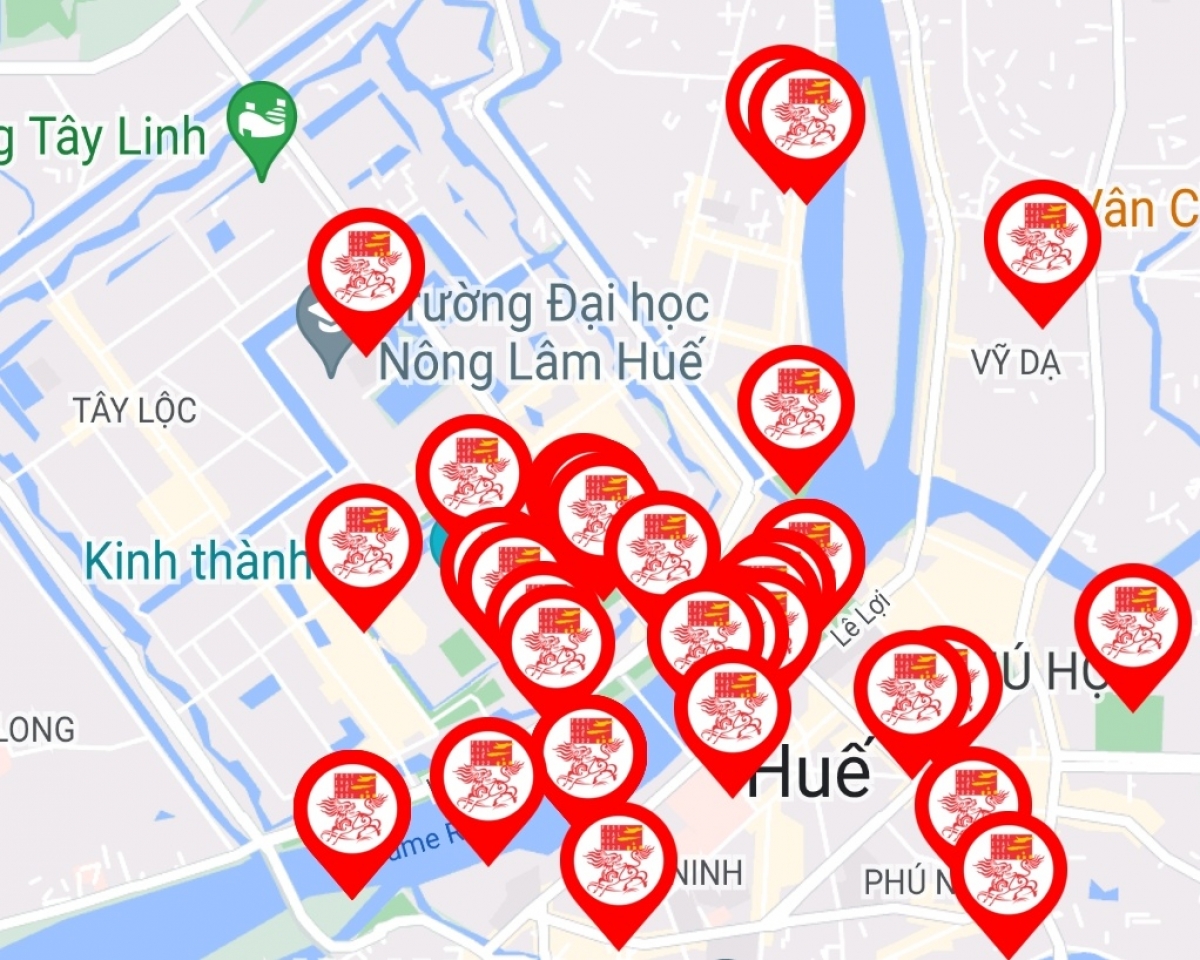 Các địa điểm diễn ra hoạt động tại Festival Huế trên ứng dụng Hue-S
