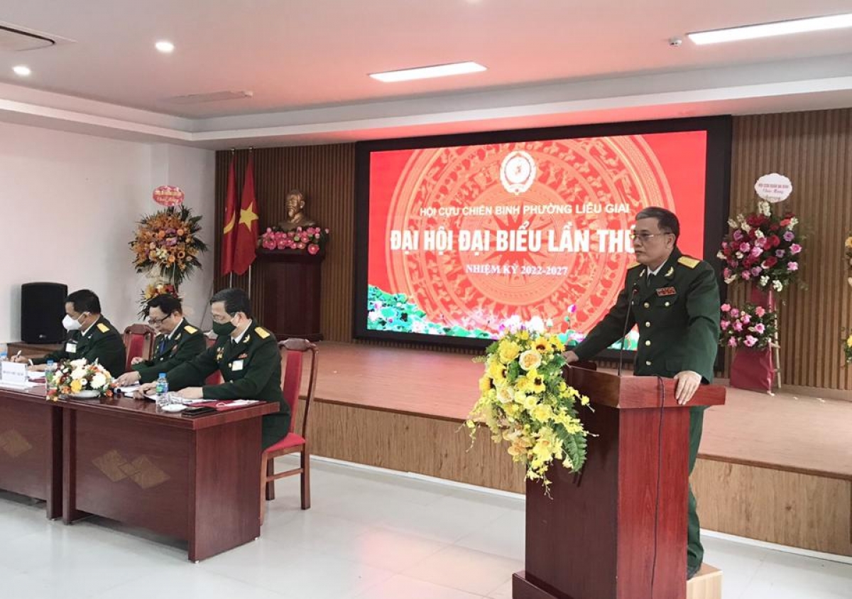 Chủ tịch Hội CCB quận Ba Đình Trần Xuân Vững phát biểu tại Đại hội đại biểu lần thứ IV
Hội CCB phường Liễu Giai