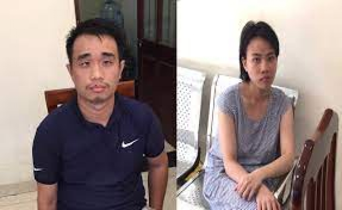 2 đối tượng Đoàn Diệu Linh và Hoàng Thế Vũ tại cơ quan công an