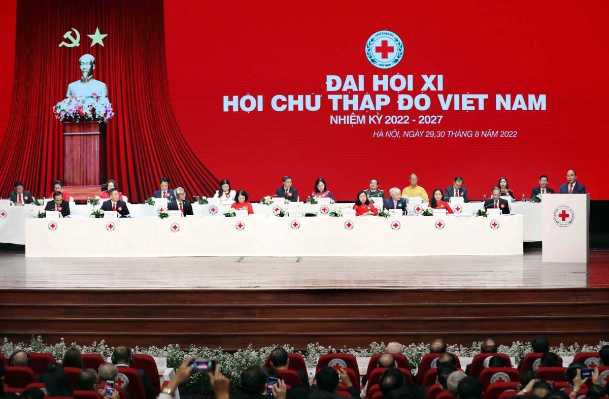 Quang cảnh Đại hội đại biểu toàn quốc Hội Chữ thập Đỏ Việt Nam lần thứ XI trong buổi sáng 30/8