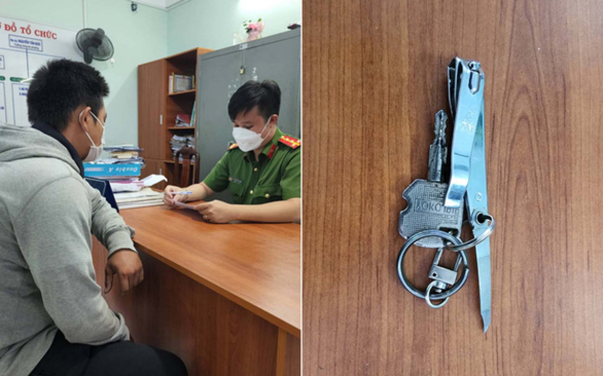 Vương Hào Huy và vật nhọn mà người này cầm định đâm bác sĩ