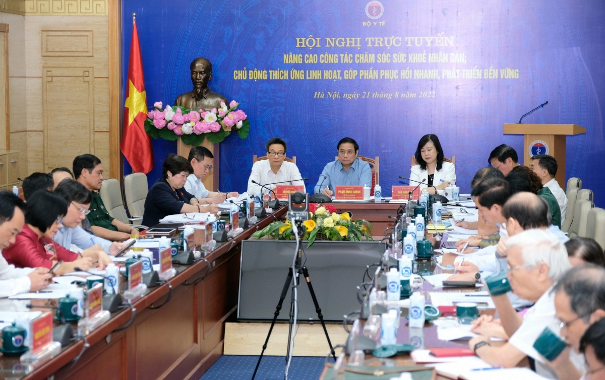 Thủ tướng Chính phủ Phạm Minh Chính chủ trì Hội nghị trực tuyến "Nâng cao công tác chăm sóc sức khỏe Nhân dân; chủ động thích ứng linh hoạt, góp phần phục hồi nhanh, phát triển bền vững"