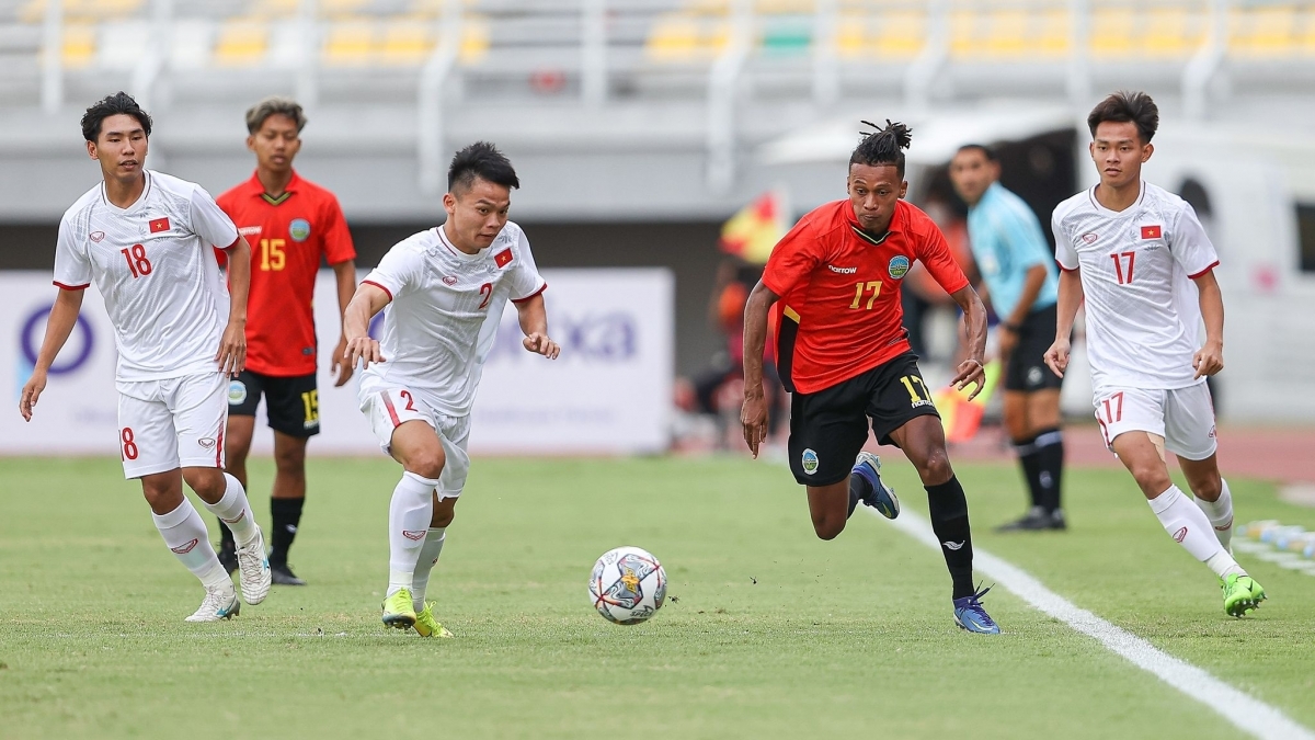 U20 Việt Nam (áo trắng) có chiến thắng đậm 4-0 (ảnh AFC)