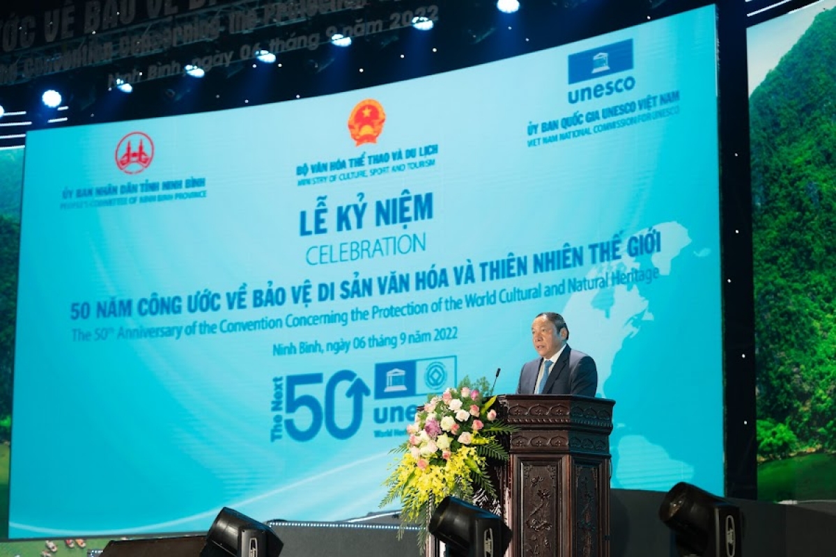 Bộ trưởng Bộ Văn hóa, Thể thao và Du lịch Nguyễn Văn Hùng phát biểu