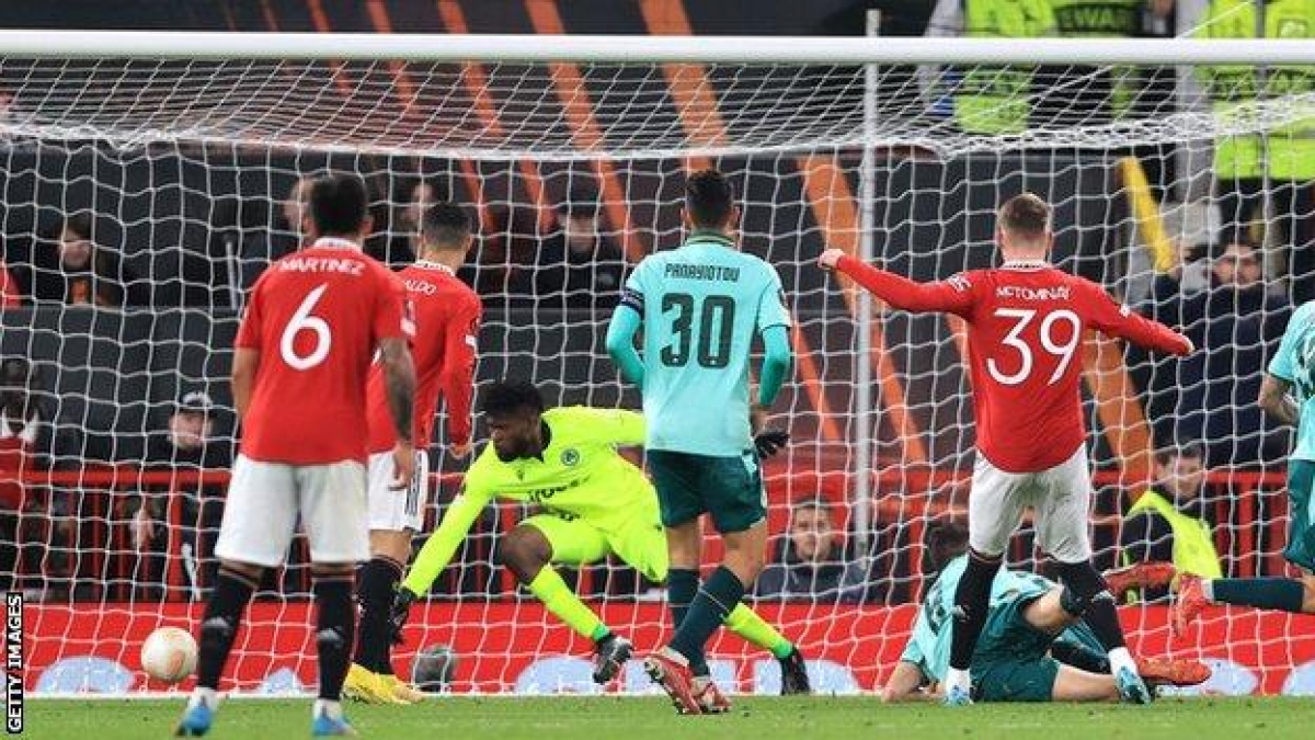 Scott Mctominay (số 39) ghi bàn duy nhất trong trận MU gặp Omonia Nicosia (Ảnh: Getty Images)