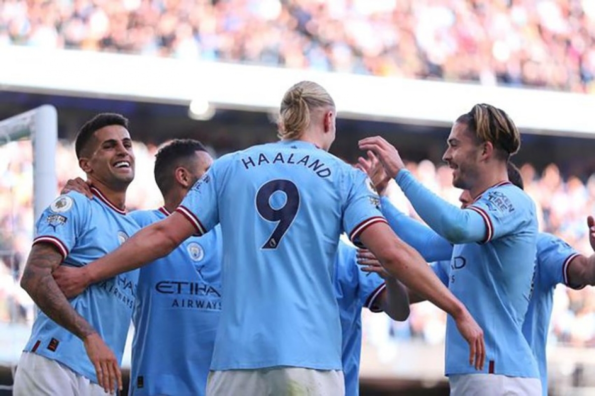 Các cầy thủ Man City ăn mừng sau chiến thắng ẢNH: GETTY