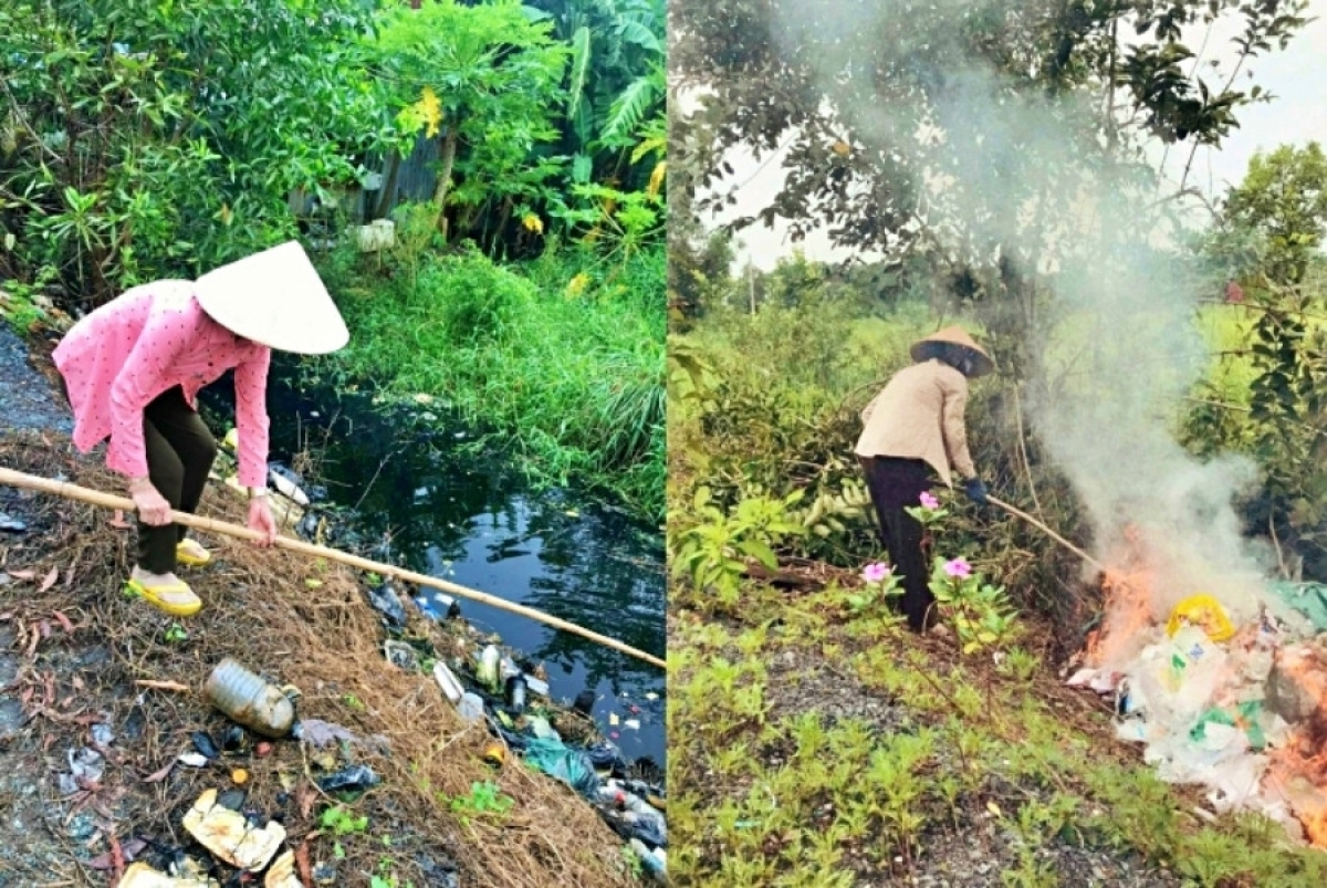 Trước đây, con đường trước nhà bà Mai ngập rác, cỏ dại.