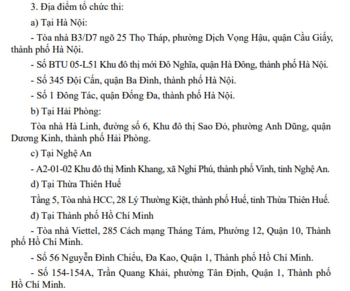 Các địa điểm tổ chức thi IELTS của Hội đồng Anh được Bộ GD-ĐT phê duyệt