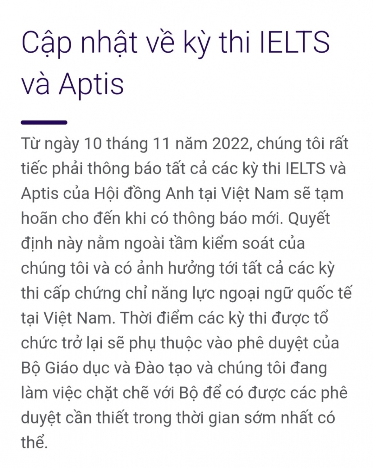 Cập nhật về kỳ thi IELTS của Hội đồng Anh trên trang britishcouncil.vn