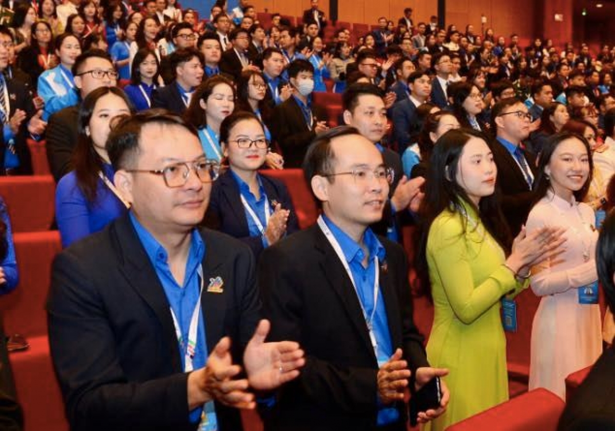Các đại biểu tham dự phiên bế mạc Đại hội Đoàn toàn quốc lần thứ XII