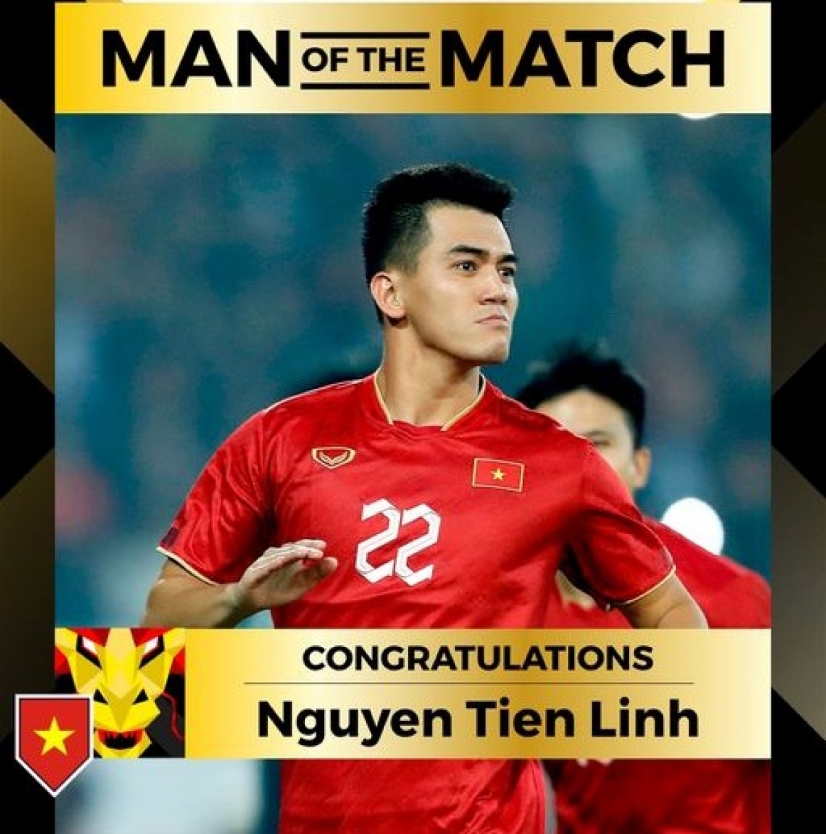 Lập cú đúp, Tiến Linh là cầu thủ hay nhất trận đấu (Ảnh: AFF)