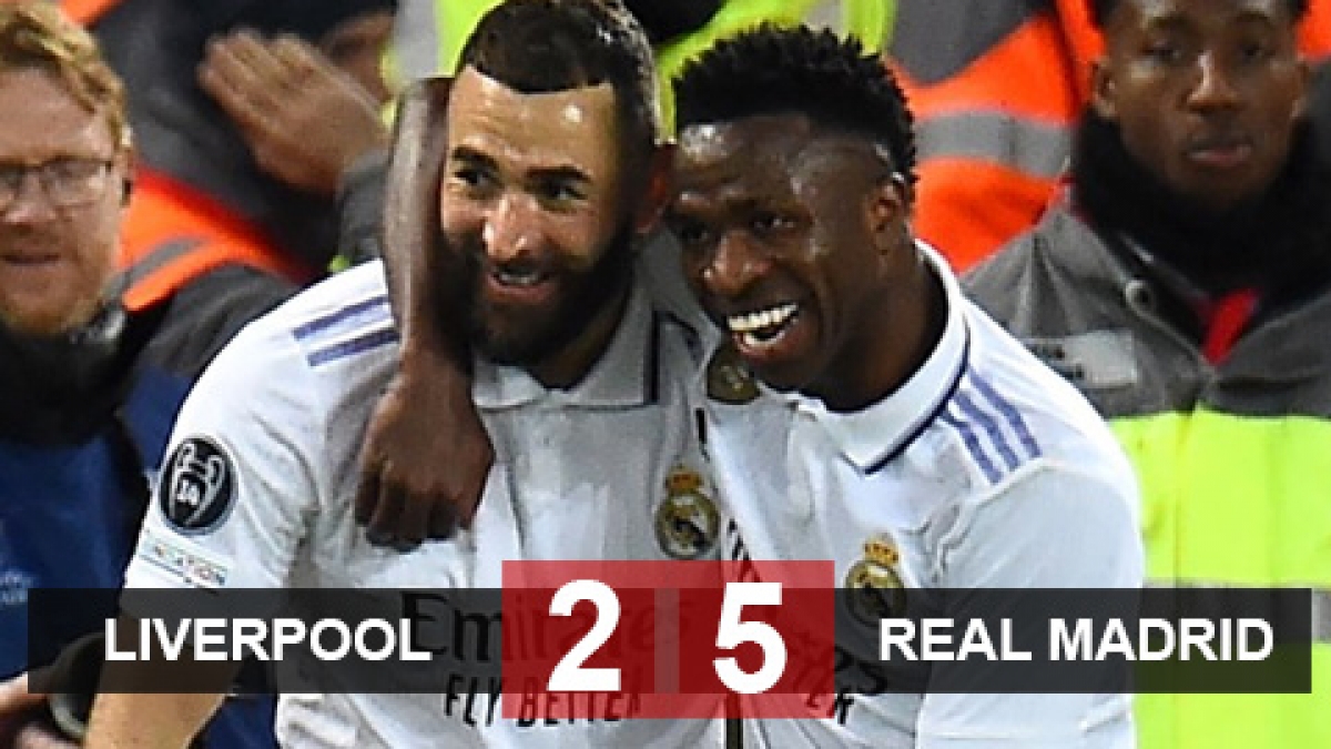 Bộ đôi Vinicius Junior và Karim Benzema cùng lập cú đúp cho Real